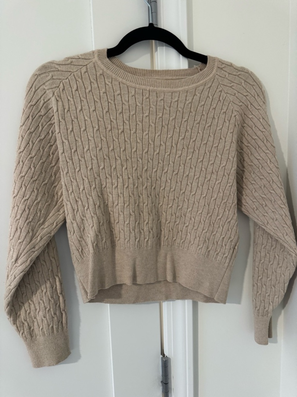 Daisy Beige Cable Knit Crew Neck Sweater
